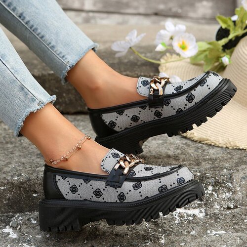 2025 New Model Cross-Border International Trade Wide-Fit Chain Loafers Slip-On Thick Sole Japanese Style Amazon TEMU Dropshipping