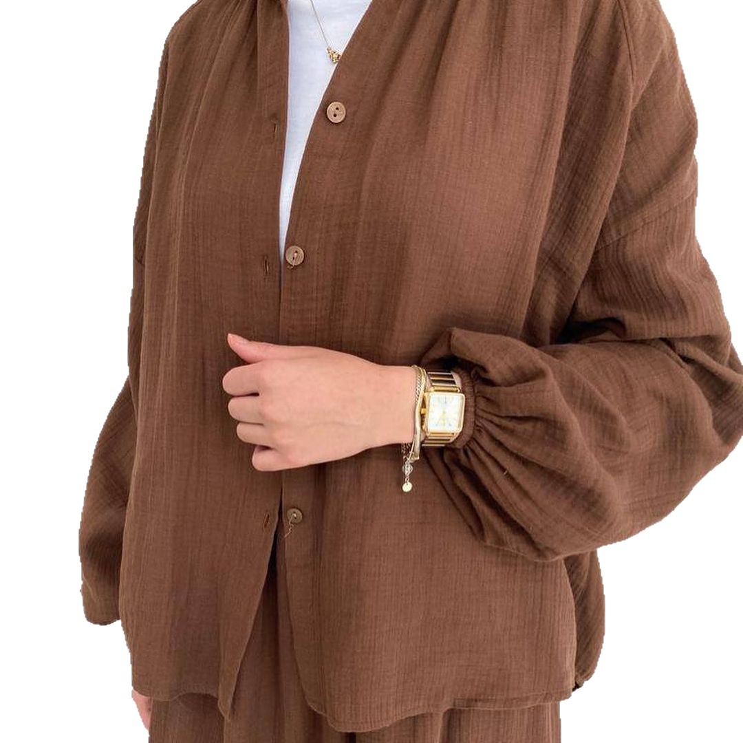 Women's Fashion Casual Suit Puff Sleeve Shirt And Skirt Set Spring Autumn New Cross Border Foreign Trade Clothing_ecoleips.com