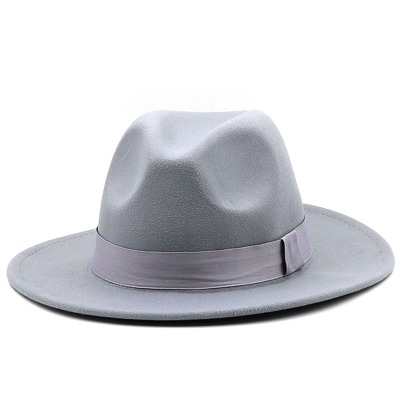 Chapeau De Jazz De Mode Simple Chapeau À Grand Bord Ruban Chapeau Haut De Forme Cachemire Couleur Unie Chapeau De Feutre display picture 1