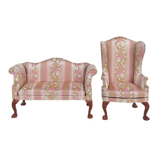1:6 Dollhouse Dollhouse Mini Model Bjd Soldier Peripheral 6-Point Doll with Floral Cloth Sofa Armchair
