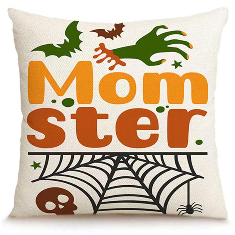 Transfronterizo Amazon Halloween impresión lino almohada cubierta bruja calabaza decoración doméstica almohada cubierta