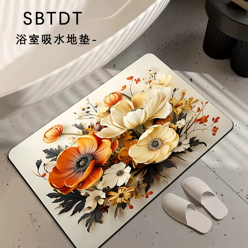 3D визуальный стерео цветочный коврик для дома диатомовая грязь коврик для ванной комнаты коврик для ног