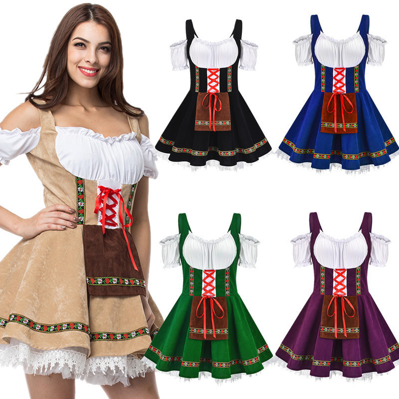 Cross-Border Halloween New Real-Shot German Beer Girl Dress Bar Maid Outfit Plus Size Beer Suit Cross-Border Halloween New Real-Shot German Beer Girl Dress Bar Maid Outfit Plus Size Beer Suit
