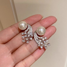 迈思卡s925流星满钻珍珠耳钉女士轻奢高级设计感百搭仿真澳白耳饰