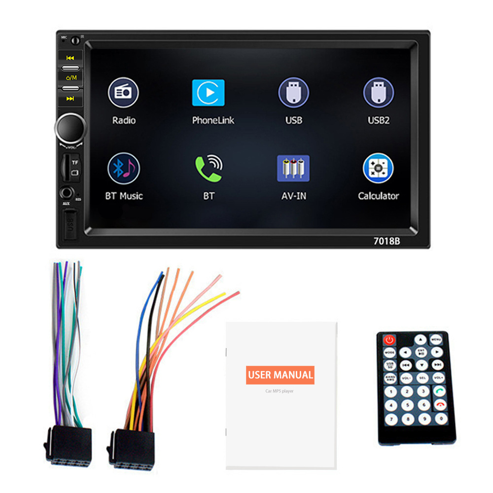 7018B 7inch Car MP5 Player, Car FM Card Player, Dual-DIN Bluetooth Hands-Free Interconnection, Large Screen for Reversing