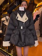 冬季棉服女2025时尚新款港式潮流高级感加厚连帽棉衣黑色外套女装