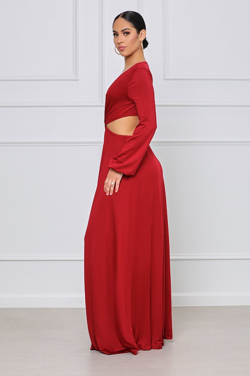 autumn casual v neck long sleeve waistless long solid color dress NSXLY119736