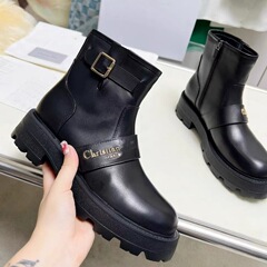 マーティンブーツ D~レター 本革 厚底 ハイヒール ショートブーツ レディース 秋冬 ラウンドトゥ サイドジッパー ショートブーツ メタル装飾