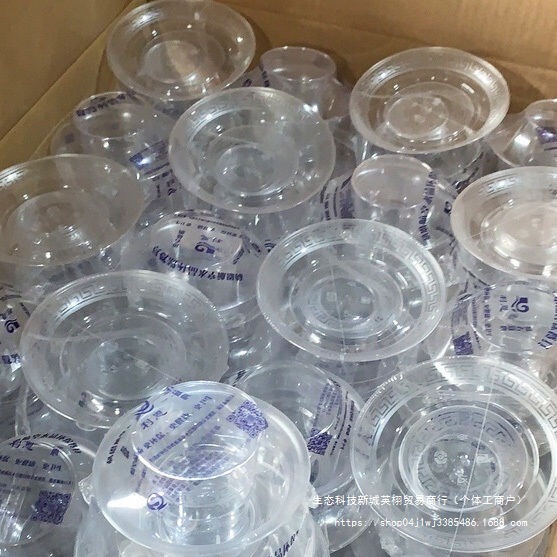 Plastic-Sealed Disposable Crystal Tableware, Individually Packaged Four-Piece Set, Commercial Bulk Cups, Dishes, Spoons, Home Hotel Banquets
