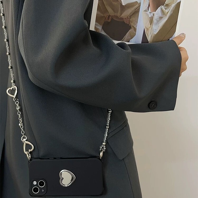 Multi-Purpose Detachable Crystal Heart Beaded Phone Crossbody Strap Hand-Held Cd Pendant Anti-Loss Crystal Phone Chain Multi-Purpose Detachable Crystal Heart Beaded Phone Crossbody Strap Hand-Held Cd Pendant Anti-Loss Crystal Phone Chain
