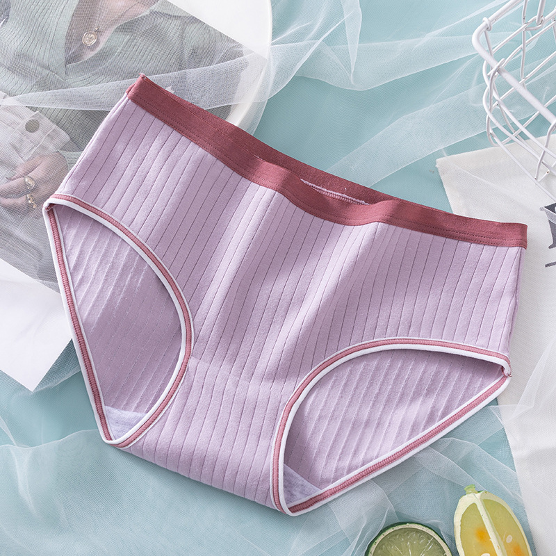 Japonés simple Niñas Ropa interior primavera y verano delgada cintura media cadera algodón transpirable antibacteriano entrepierna ropa interior de mujer en stock