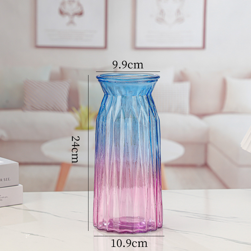 Vaso de gran tamaño de vidrio transparente decoración de sala de estar gran calibre de flores hidroponía rica bambú grueso rosa de bambú
