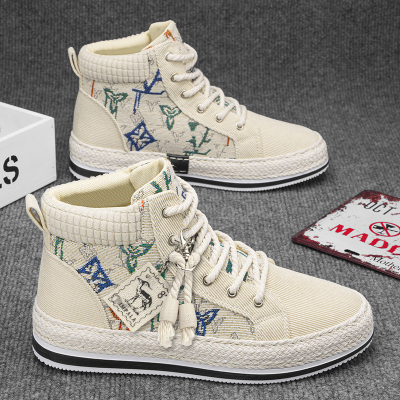 Velocidad de tela de meandarra, zapatos casuales para hombres de alto nivel, nuevos zapatos deportivos retro diarios de alta altura de otoño.