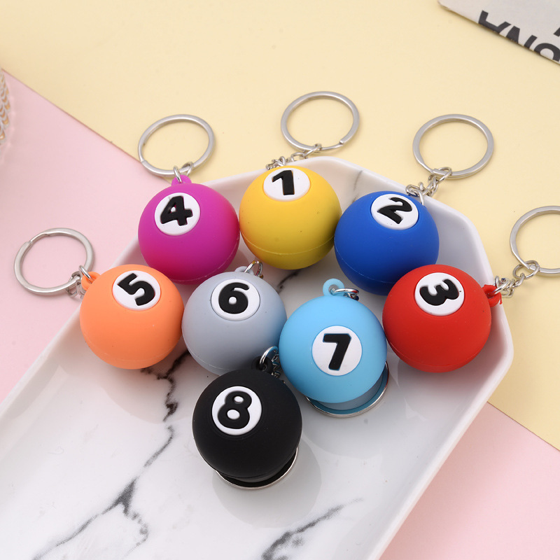 Creative Simulation Billiards Keychain Pendant Personalized Hand Rope Car Key Ring Men's and Women's Internet Celebrant School Bag Hanging Ornaments