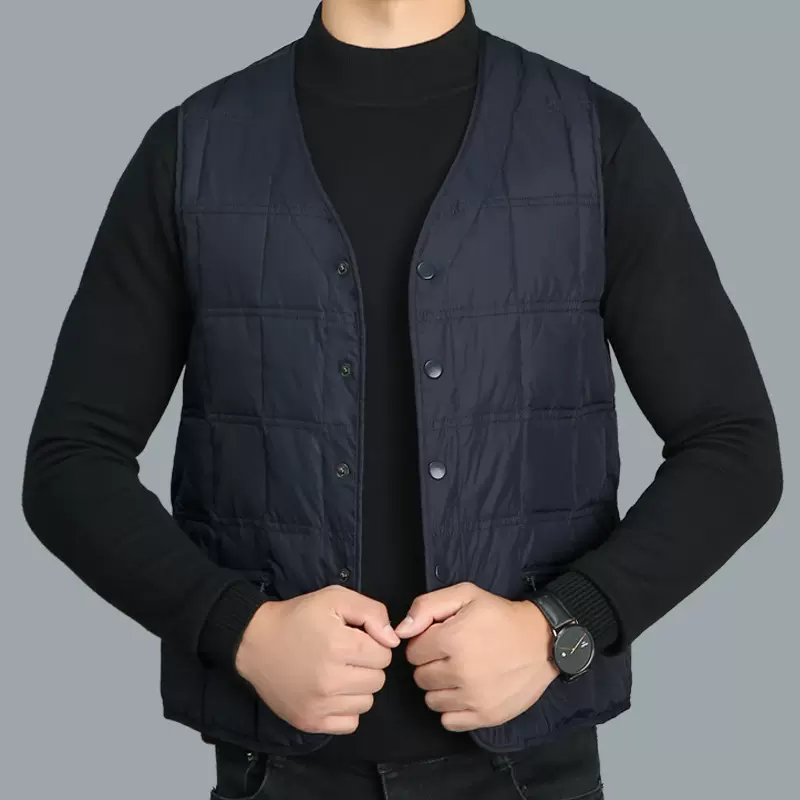男士羽绒马甲2025冬新款中老年内穿鸭绒保暖背心加厚加大马夹批发