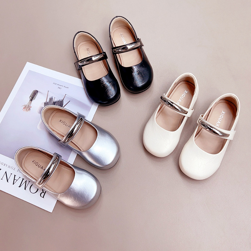 Zapatos de cuero para niñas, zapatos para niños, primavera y otoño 2025, nuevos relojes para niñas, princesa para niños, zapatos individuales, moda