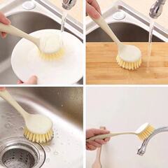 Factory Direct Sale Kitchen Long Handle Cleaning Brush Household Stain Removal Pot Scrubber Wall Mountable Sink Stove Washing Brush