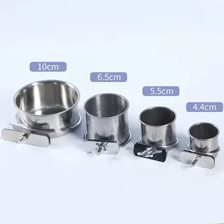 定制鹦鹉喂食器两用带杯架牡丹虎皮鹦鹉食碗不锈钢食盆喂水用品