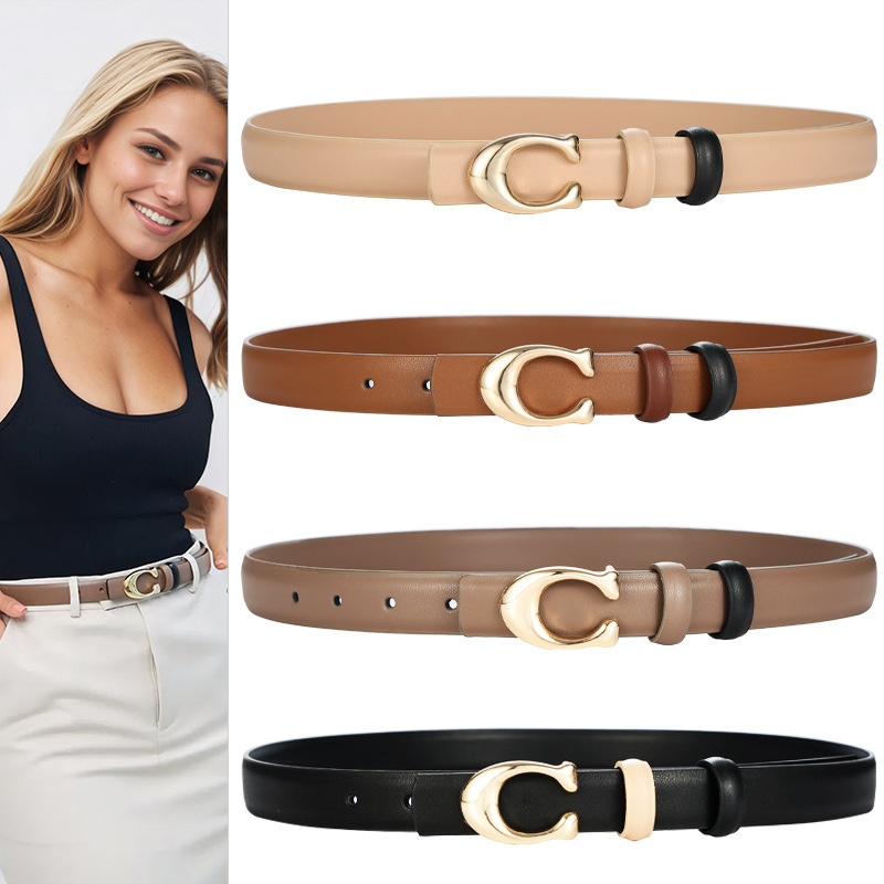 Vintage Belt Belt Women's Fashionable All-match Decorative Thin Belt Ins Style Simple Black Casual Jeans Trouser Belt