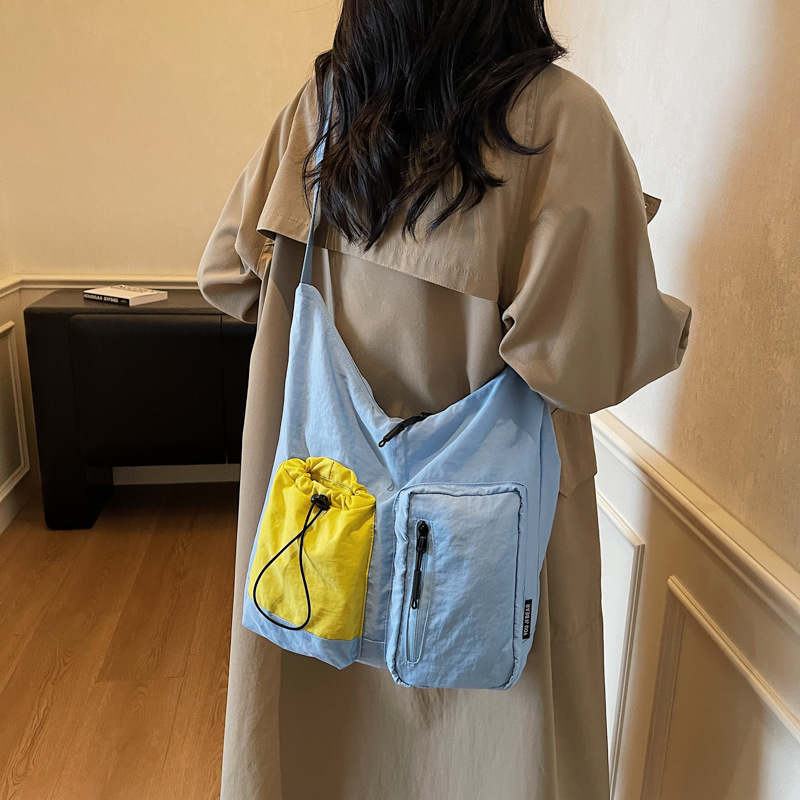 日系斜挎包女单肩包文艺手提包时尚简约撞色单肩包男潮酷运动背包|undefined