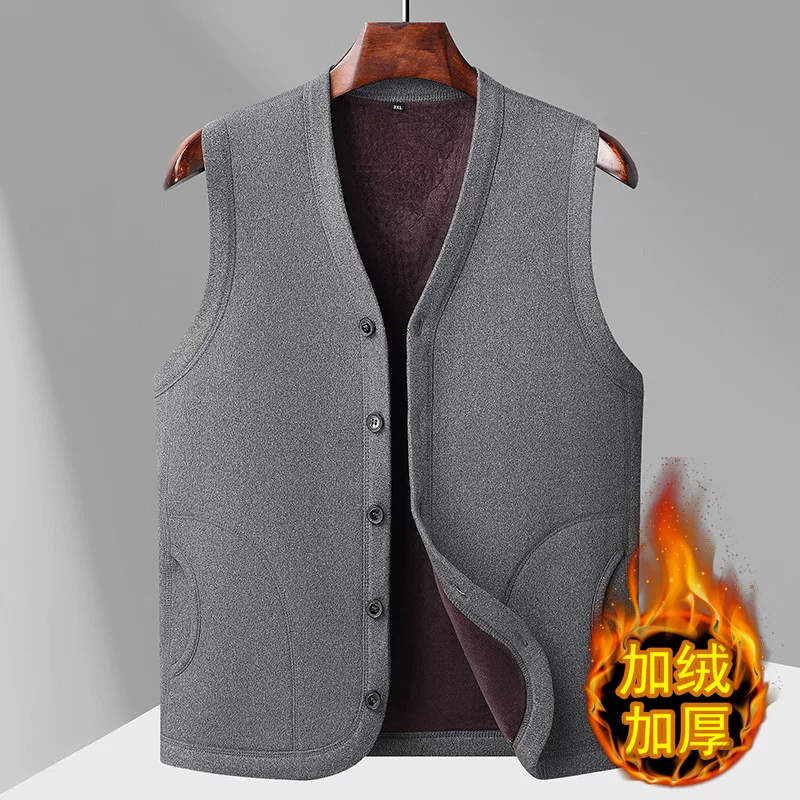 Warm demi-season vest, down jacket, for middle age, increased thickness