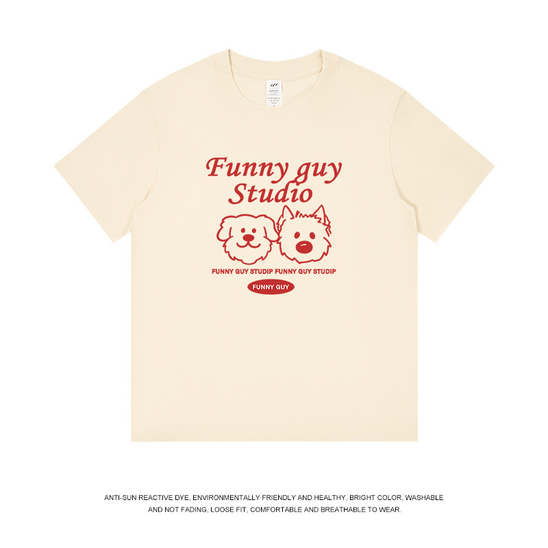 ニッチな通勤スタイルのレトロデザイン、クマ柄プリントTシャツ、メンズ春夏、トレンドブランド、和風、ゆったりラウンドネック半袖、レディース|undefined