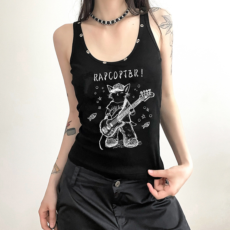 Summer U-shaped Collar Thread Sling Top