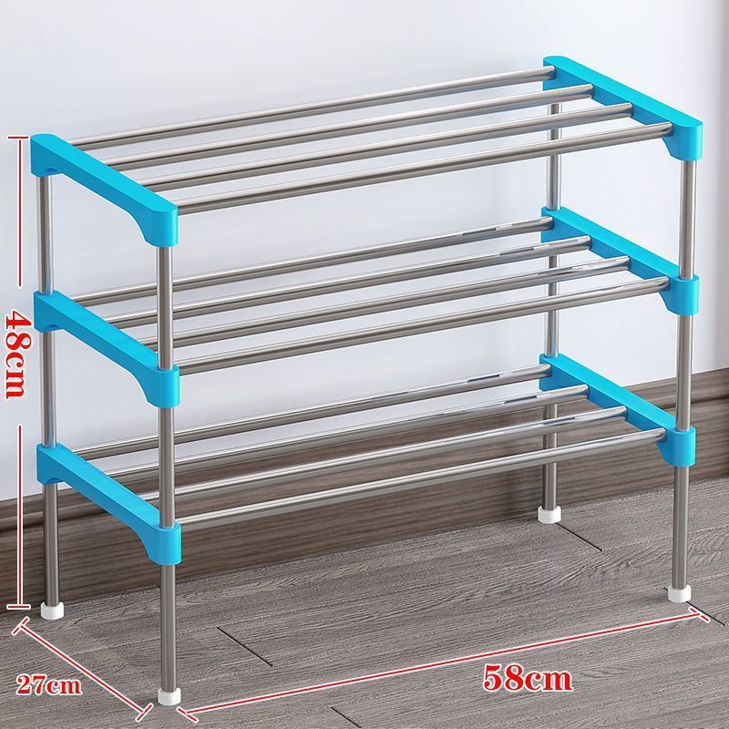 Estante de zapatos simple hogar dormitorio económico multicapa puerta de alquiler de almacenamiento espacio de ahorro de montaje estante de zapatos al por mayor