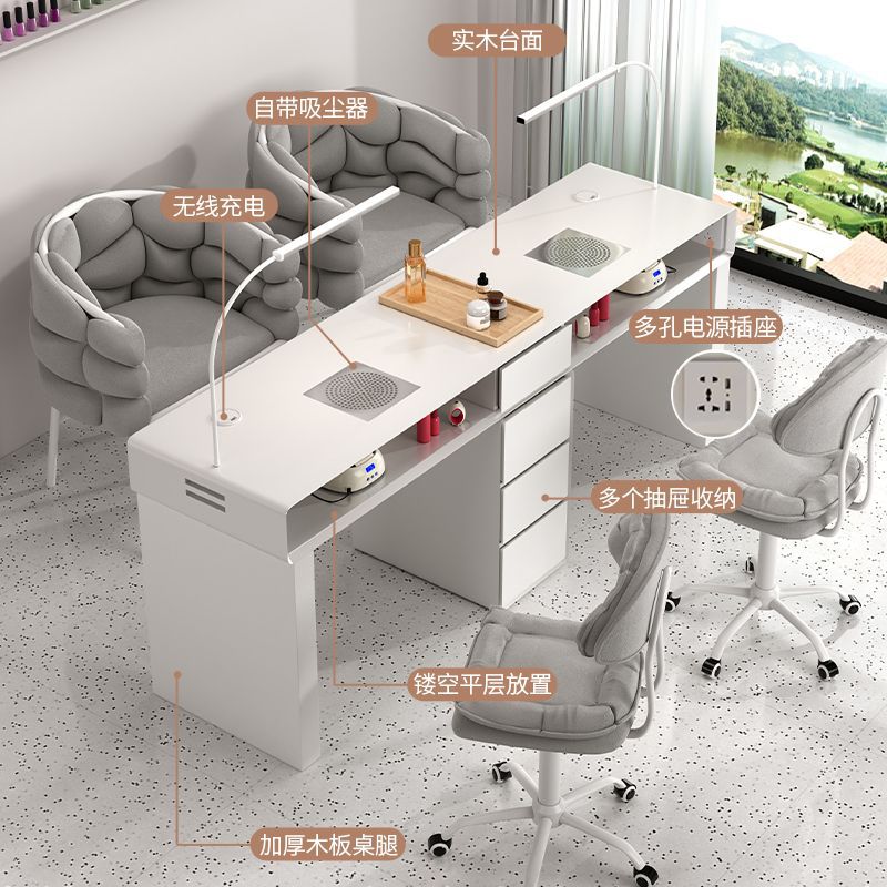 Mesa y silla de manicuras set de precio especial económico simple y doble lujo ligero multifuncional de mármol chino manicuras mesa de crema de viento