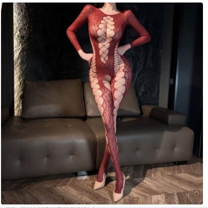 Sexy lingerie, irregular mesh, sheer leopard print bodysuit, hollow-out backless one-piece, lace temptation, in stock