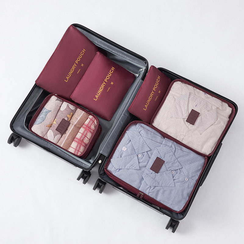 Set de organización de viaje, bolsas cuadradas Oxford para ropa y accesorios, 6 piezas.