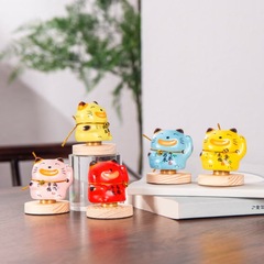 乐喵转转猫陶瓷招财猫桌面车载装饰摆件办公室招财解压招财猫摆件