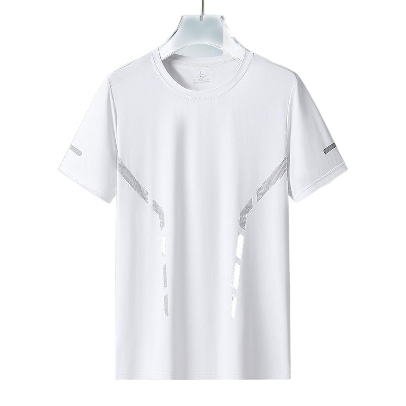 夏の男性の氷の目の半袖のtシャツの男性の丸首の薄いタイプのゆったりしている通気性の半袖のtシャツの大きいサイズ|undefined