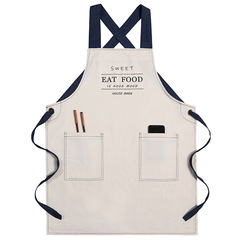 Kitchen apron for women with printed text, household cooking, milk tea shop, coffee shop, floral art, baking, men's workwear, children's painting
