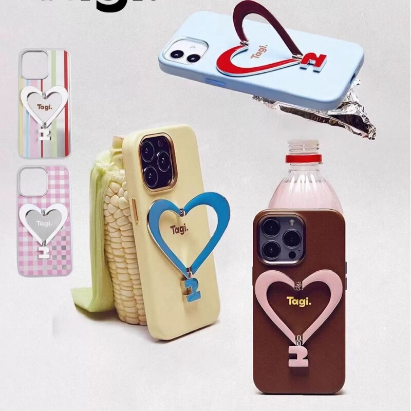 Tagi's delightful metal stand leather heart-shaped phone case is suitable for iPhone 16 Pro Max Tagi's delightful metal stand leather heart-shaped phone case is suitable for iPhone 16 Pro Max