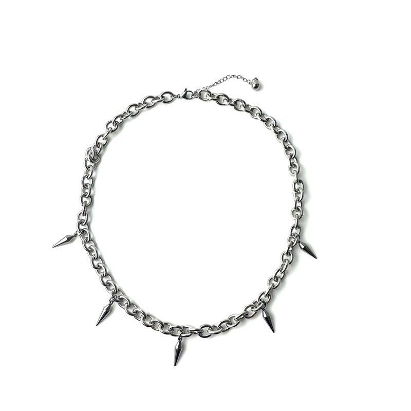Collier à rivets et pompons en acier titane pour homme et femme, accessoire de style cool hip-hop, tendance, marque de rue_voghion.com