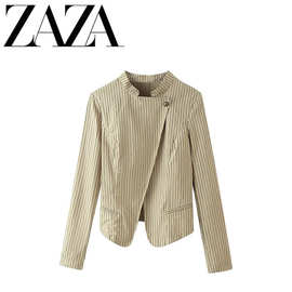 ZAZA 自制欧美风 批发女装 时尚百搭气质条纹双襟西装外套3067730
