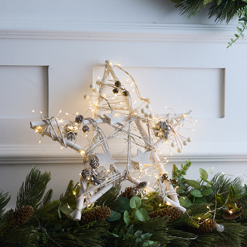 Navidad nueva estrella de cinco puntos colgante decoración navideña ventana del centro comercial colgante de madera colgante estrella hotel