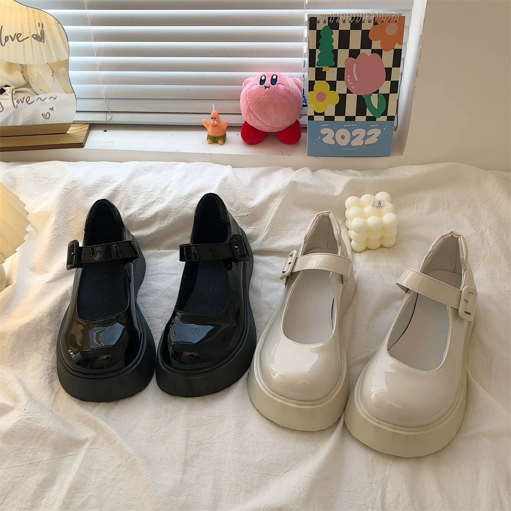 Женские кожаные туфли Mary Jane во французском стиле с большим носком и толстой подошвой, Новинка лета 2022 года, студенческие туфли JK в стиле ретро в британском стиле