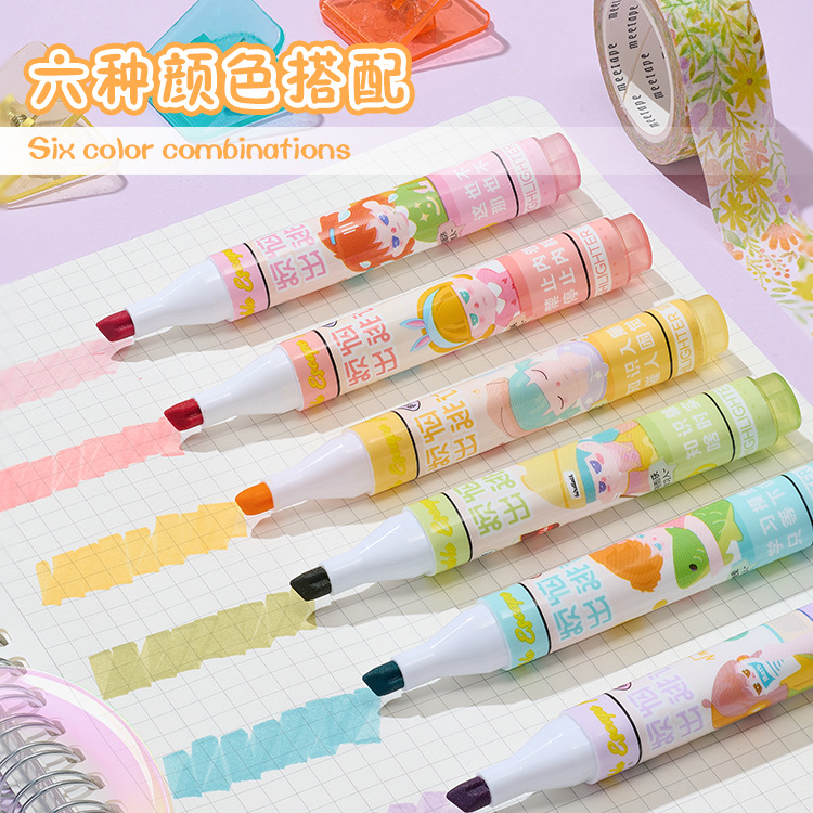 Bolígrafo de marcado lindo de dibujos animados de Ins bolígrafo de cuenta manual de alto valor lápiz de marcado clave de color bolígrafo de marcado para estudiantes
