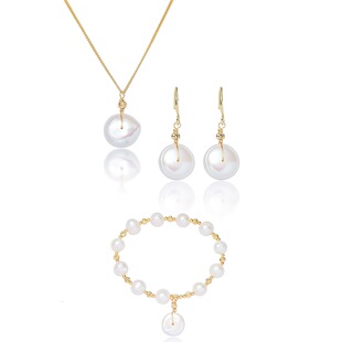 Necklace for Women, Natural Freshwater Pearl Ins, Special-Shaped Baroque Bracelet, Simple Palace Earrings Set, Elegant Necklace