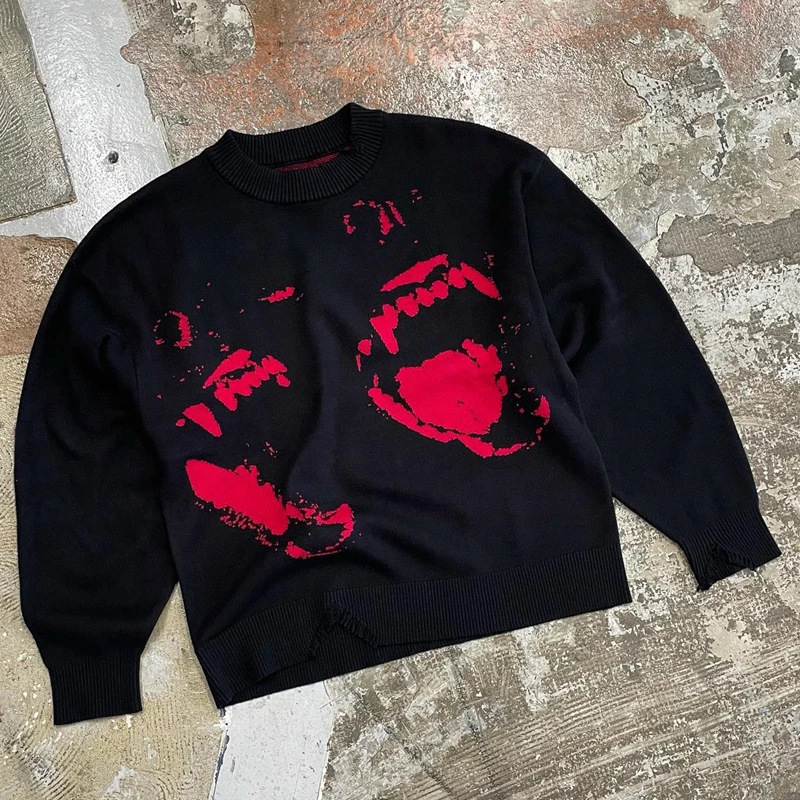 Europa y América transfronteriza 2025 otoño e invierno transfronterizo jersey moda personalidad jacquard calle holgado suéter de moda al por mayor