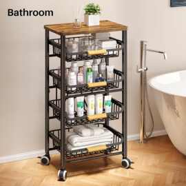 铁木文件收纳架家用落地收纳柜打印机置物架可移动资料档案整理分