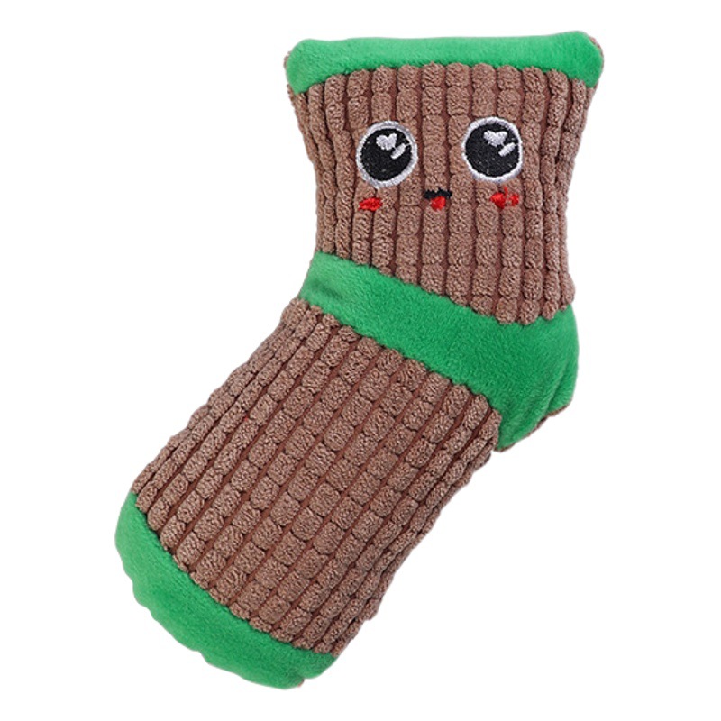 Transfronterizo nuevo juguete para mascotas de dibujos animados calcetines de peluche de juguete resistente a los mordiscos molares aliviando el fabricante de juguetes tapados en stock al por mayor