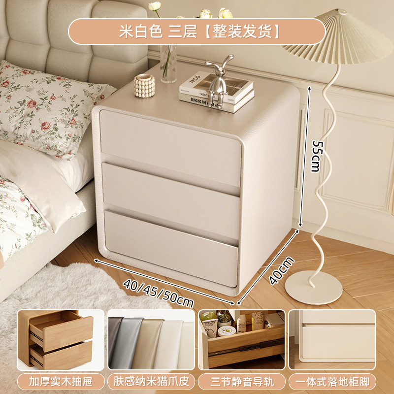 Mesita de noche negra Dormitorio doméstico de madera maciza 2025 nuevo gabinete lateral de cama de almacenamiento moderno simple y de lujo ligero de alta gama image 12