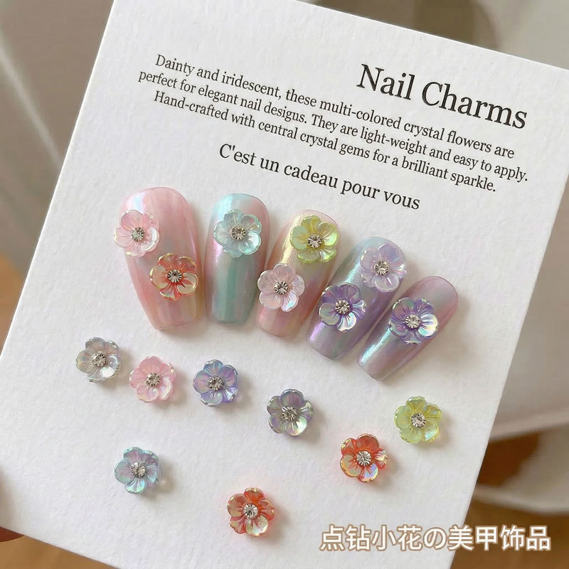 Aurora Nail Art Jewelry Diamond Five Petal Nail Art Accessories Wearable Nails French Hot Girl Nail Art Diamond Jewelry Nail Decoration