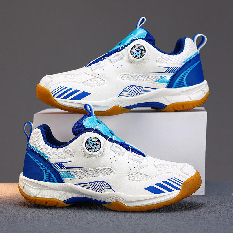 Cross-Border Swivel Buckle Casual Badminton Shoes Breathable Couple Style Lightweight Table Tennis Sneakers Men's Tennis Training Shoes