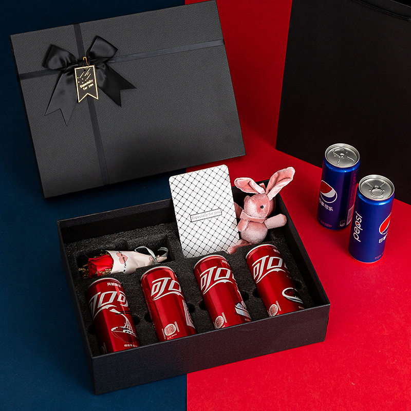 可乐礼盒空盒批发 毕业送男女友节日礼物 长短罐饮料瓶礼品包装盒