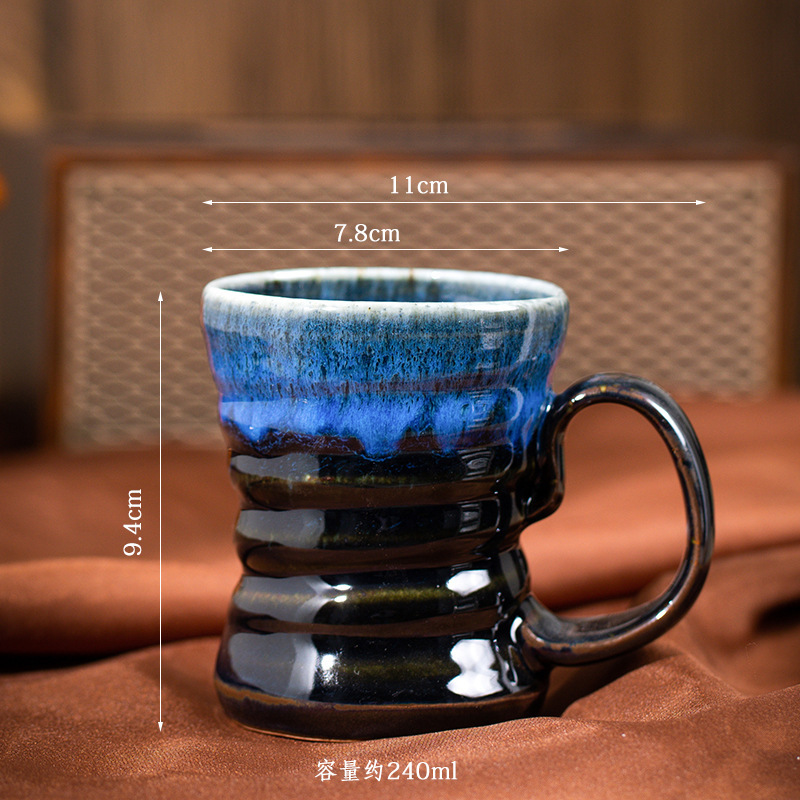 窯変コーヒーカップ セラミックマグカップ レトロ家庭用ウォーターカップ クロスボーダー粗陶器 大容量ビールカップ 軽奢|undefined