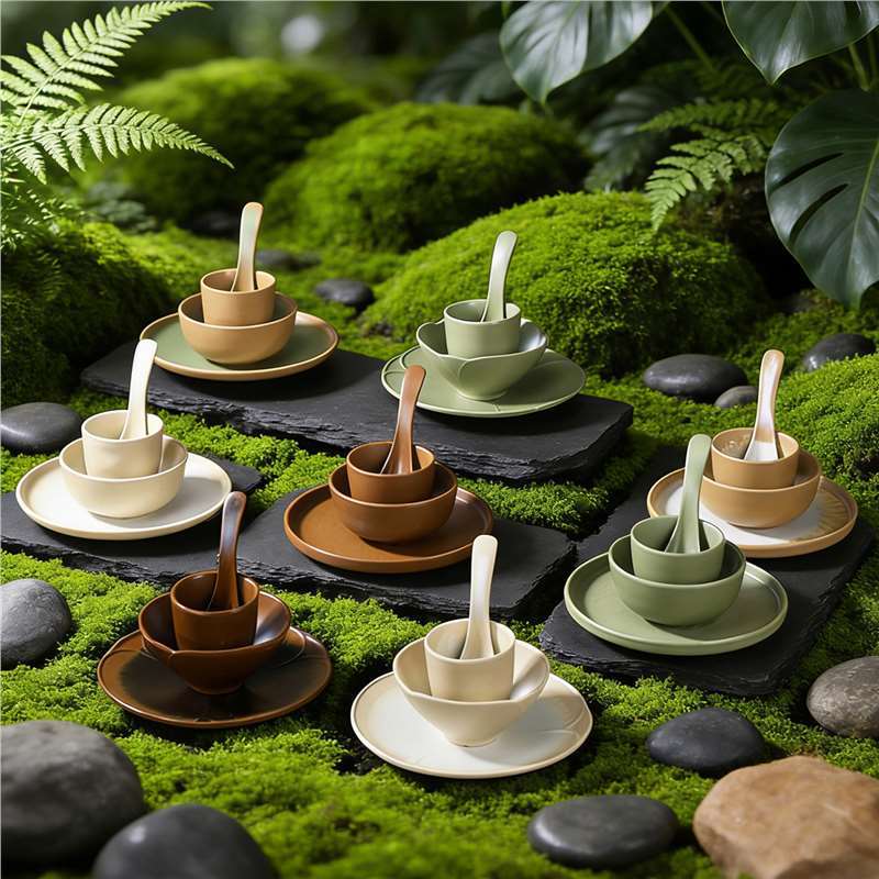 Mountain Style Hot Pot Restaurant's front hall display set includes four-piece tableware: bowls, plates, dishes, and spoons Mountain Style Hot Pot Restaurant's front hall display set includes four-piece tableware: bowls, plates, dishes, and spoons